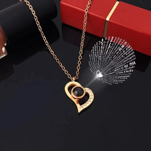 Collier Pendentif Cœur "Je T'Aime" avec Boîte Cadeau or