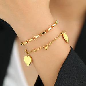 Bracelet Coeur Double Femme or