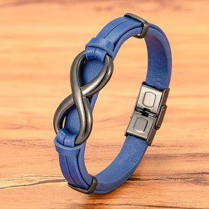 Bracelet Infini Cuir bleu