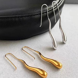 Elégantes Boucles d'Oreilles Pendantes Fine Goutte d'Eau argent