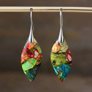 Boucles d'Oreilles Pendantes Goutte d'Eau Colorée argent et vert