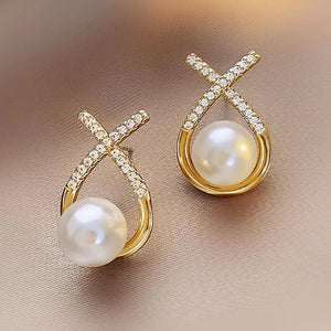 Boucles d'Oreilles Perle Blanche pour Femme