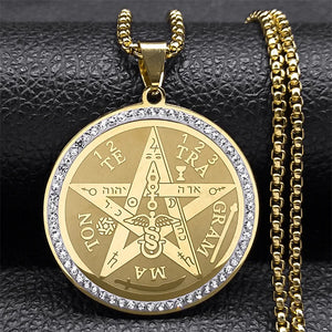 Collier Pendentif Pentacle Sorcellerie Wiccan or