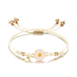 Bracelet Gourmette Fleur de Marguerite blanc