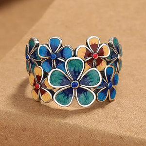 Bague Anneau Fleurs Colorées