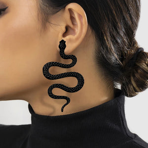 Boucles D'Oreilles Longues Serpent noir