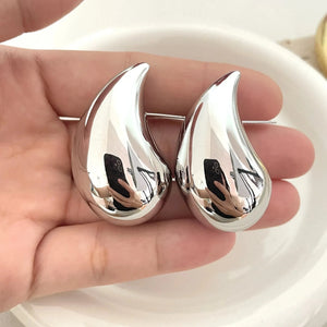 Grandes Boucles Clou d'Oreilles Goutte d'Eau argent