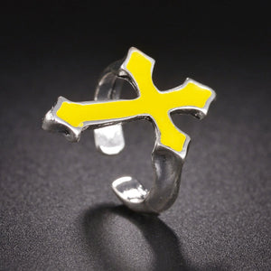 Bague Homme Chevalière Croix Chrétienne jaune