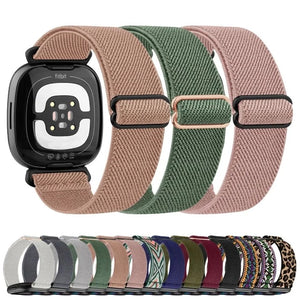 Bracelet en Nylon Élastique pour Fitbit Versa 3 Versa 4 Sense 2