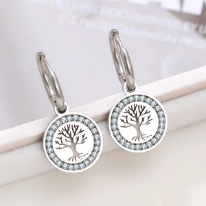 Boucles d'Oreilles Créoles Pendantes Arbre de Vie argent