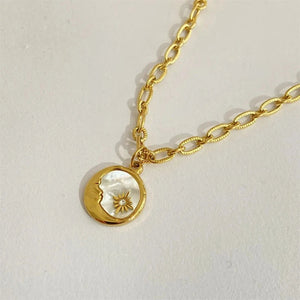 Collier Pendentif Lune ou Soleil Rond