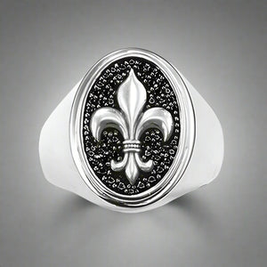 Bague Chevalière Fleur de Lys Argent