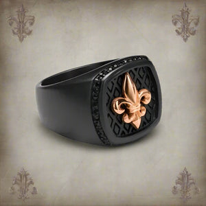 Bague Fleur de Lys Chevalière or rose