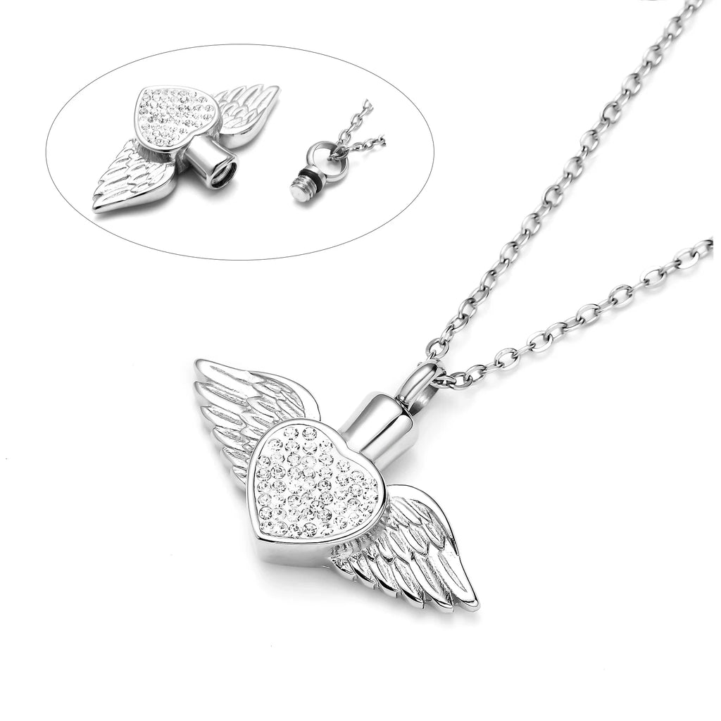 Urnenketting met hanger in de vorm van engelenvleugels