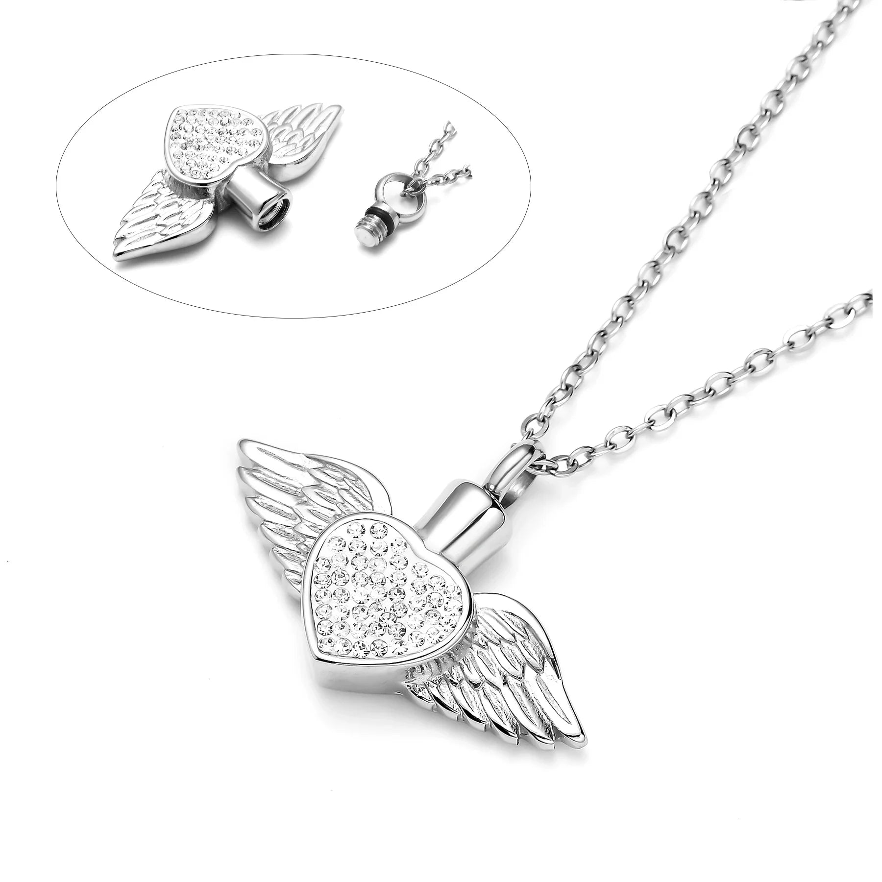 Urnenketting met hanger in de vorm van engelenvleugels