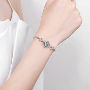 Bracelet Hiver Flocon de Neige Gourmette Femme Argent