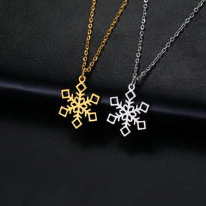 Collier Pendentif Flocon de Neige Hiver or