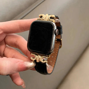 Bracelet Apple Watch en Cuir pour Femme noir