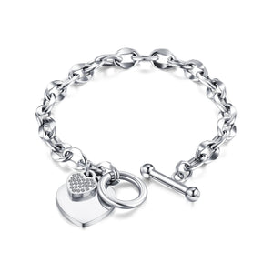 Bracelet Double Coeur Gourmette Femme argent