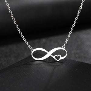 Collier Symbole Infini Pendentif Femme Petit Coeur argent