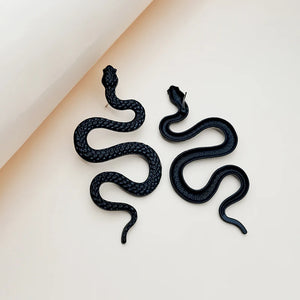 Boucles D'Oreilles Longues Serpent noir