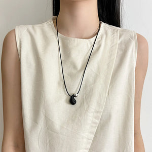 Collier en Lacet Pendentif Goutte d'Eau noir