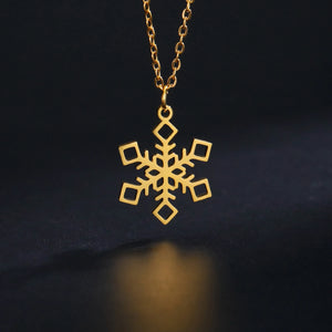 Collier Pendentif Flocon de Neige Hiver or