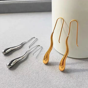 Elégantes Boucles d'Oreilles Pendantes Fine Goutte d'Eau argent