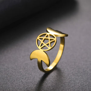 Bague Triple Lune Fine Sorcellerie Femme Wiccan or A