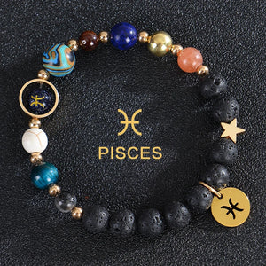 Bracelets Pierre de Lave 12 Constellations Signes Astrologiques du Zodiaque poisson