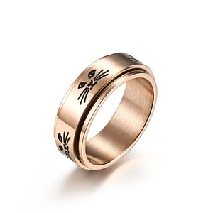 Bague Anneau avec Chats Anti-Stress Tournant or rose