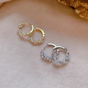 Boucles d'Oreilles Créoles pour Femme avec Perles argent