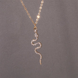 Collier Pendentif Serpent Zircons or 