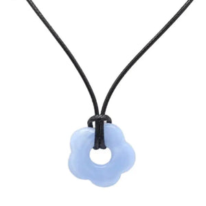 Collier avec Pendentif Fleur Style Romantique bleu clair