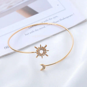 Bracelet de Bras Femme Soleil Lune - Ornement Chaîne de Bras et Bijou de Biceps or