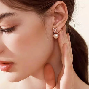 Boucles d'Oreilles Perle Blanche pour Femme