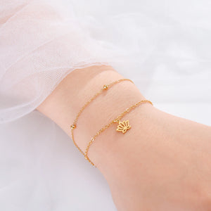 Bracelet Fleur de Lotus Femme Gourmette or