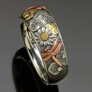 Bague Anneau Fleur Style Vintage