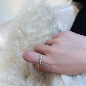 Bague Anneau avec Perles Blanches et Strass