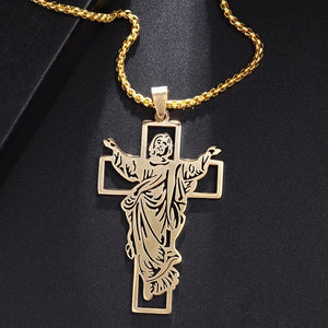 Collier et Pendentif Croix de Saint Benoit Jésus style D