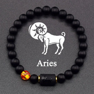 Bracelet Noir Signe du Zodiaque Astro Noir 12 Constellations bélier