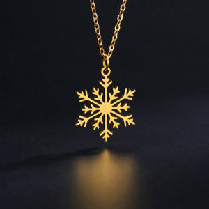 Collier Pendentif Flocon de Neige Hiver or