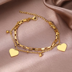 Bracelet Coeur Double Femme or