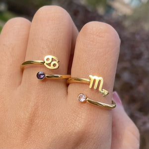 Bague Or Signe du Zodiaque 12 Constellations cancer