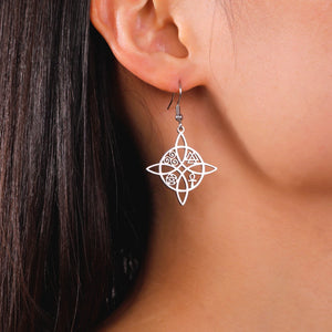 Boucles d'Oreilles Pendantes Noeud de Sorcière de Protection Femme Wiccan argent