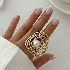 Bague de Style Baroque avec Perle or