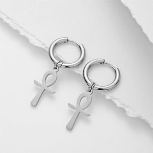 Boucles d'Oreilles Egyptiennes Croix D'Ankh Femme argent