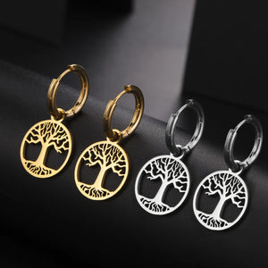 Boucles d'Oreilles Femme Créoles Pendantes Arbre de Vie