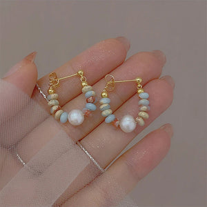 Boucles d'Oreilles Clou Avec Perle et Pierres