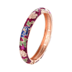 Bracelet Romantique Gourmette Fleurs bordeaux